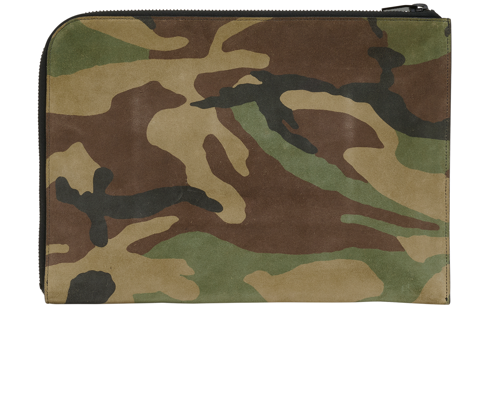 Saint Laurent Camouflage Pouch, &pound;150, Accessories, Khaki, Suede, Back view